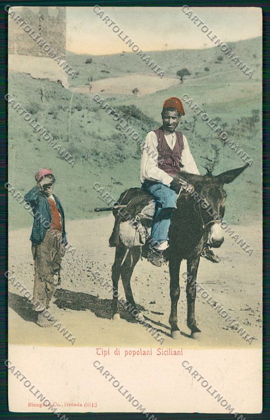 Palermo Costumi Siciliani Asino cartolina QQ0895 – fronte
