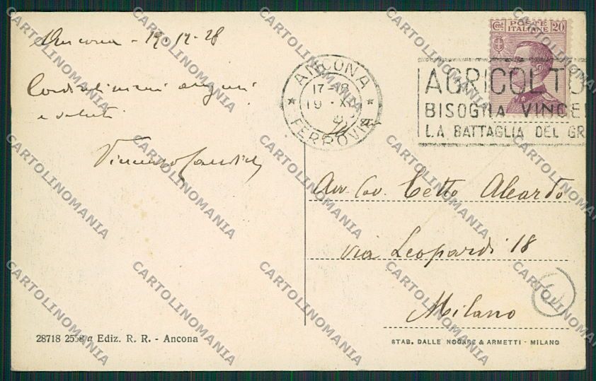 Ancona Città cartolina QQ0989 – retro