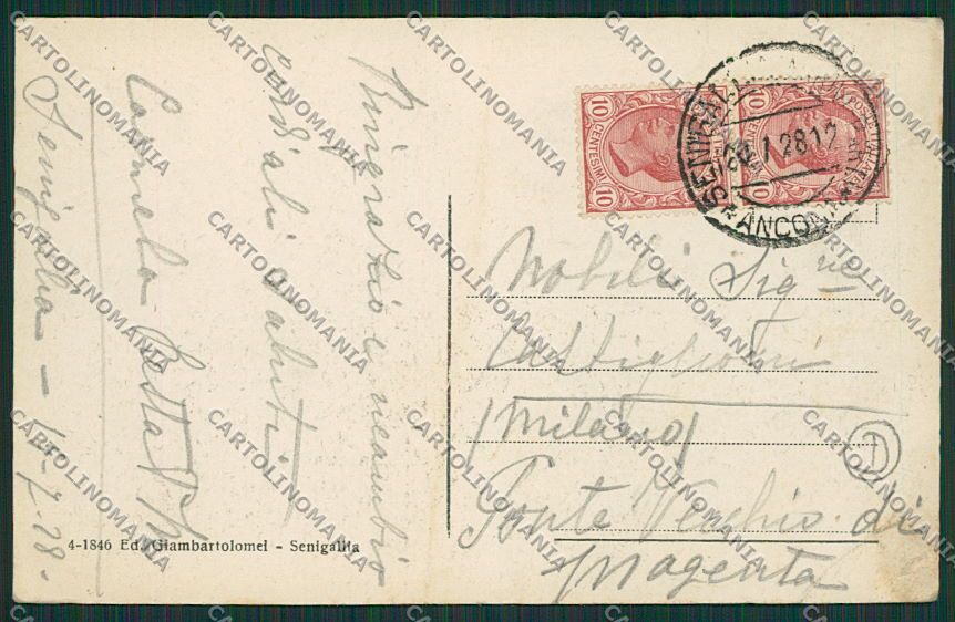Ancona Senigallia PIEGHE cartolina QQ1223 – retro