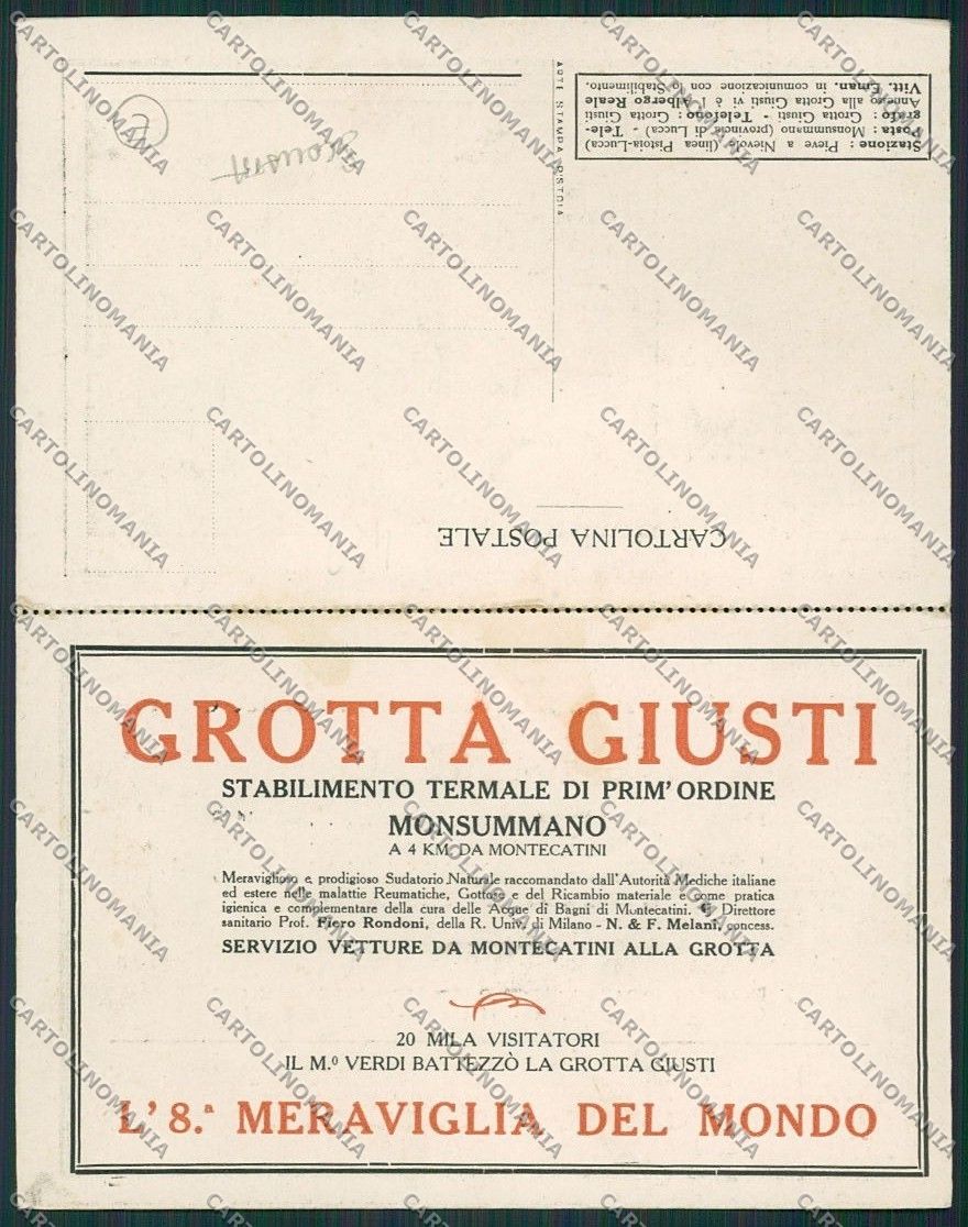 Pistoia Monsummano Commerciale SCOLLATA Doppia cartolina QQ1430 – retro