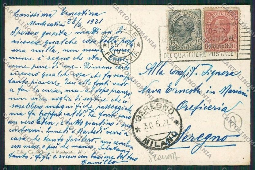 Pistoia Montecatini SCOLLATA cartolina QQ1440 – retro