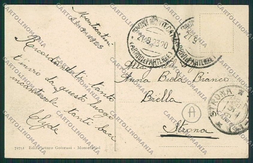 Pistoia Montecatini ABRASA cartolina QQ1447 – retro