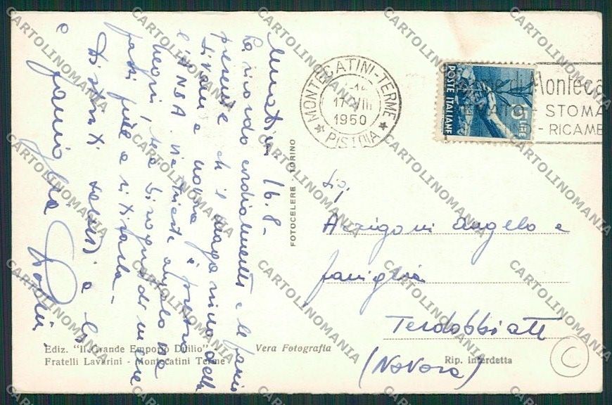 Pistoia Montecatini Foto cartolina QQ1481 – retro