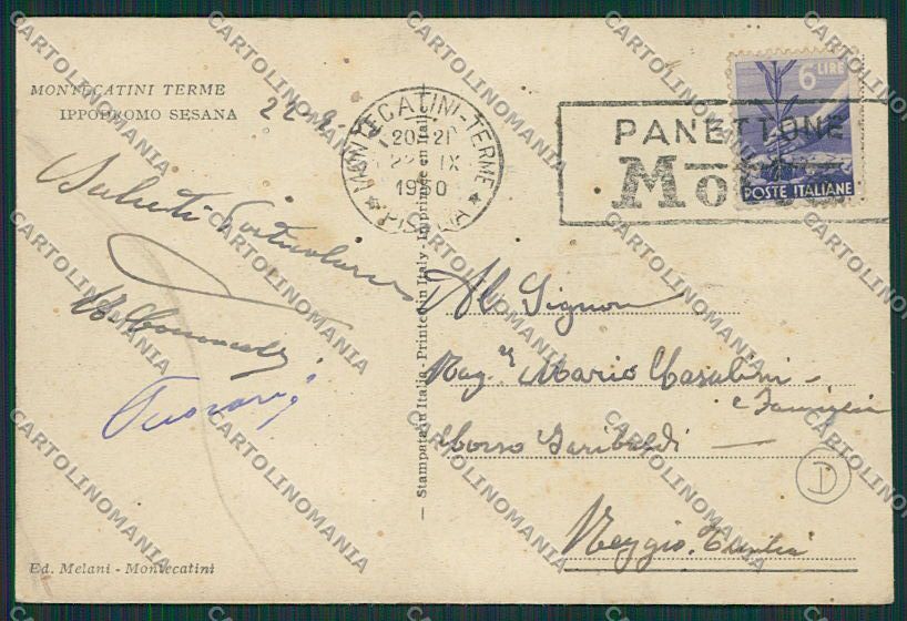 Pistoia Montecatini Ippodromo cartolina QQ1494 – retro