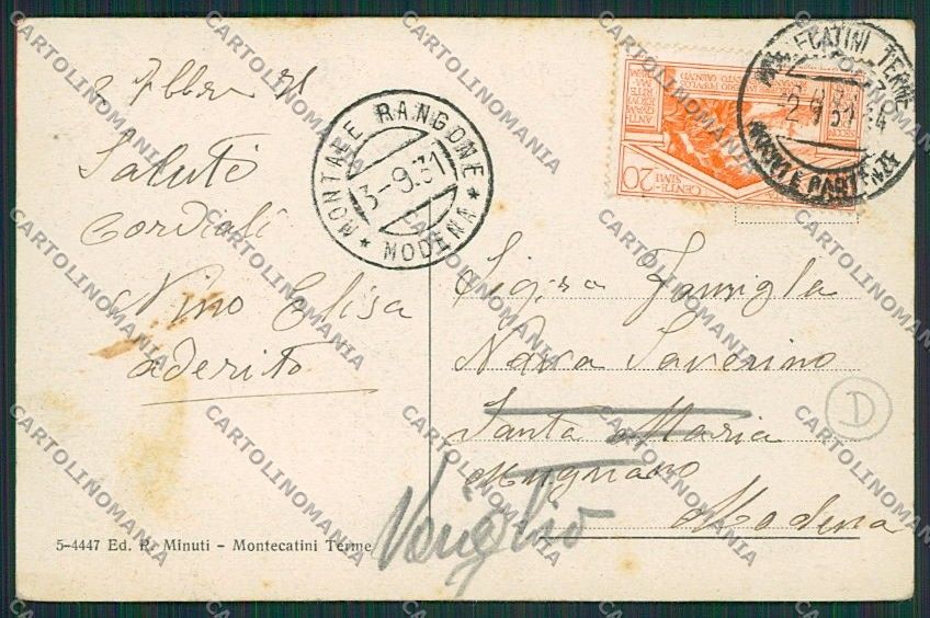 Pistoia Montecatini cartolina QQ1499 – retro