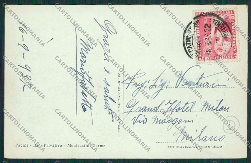 Pistoia Montecatini cartolina QQ1501 – retro