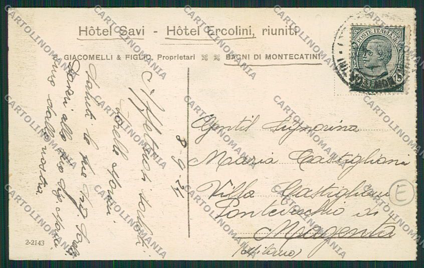 Pistoia Montecatini cartolina QQ1520 – retro