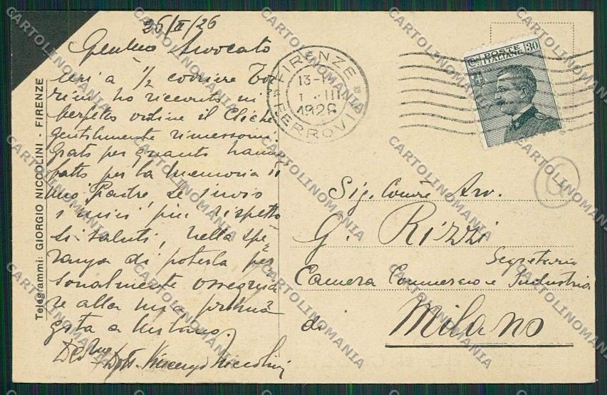 Firenze Città Pubblicitaria STRAPPO cartolina QQ2142 – retro