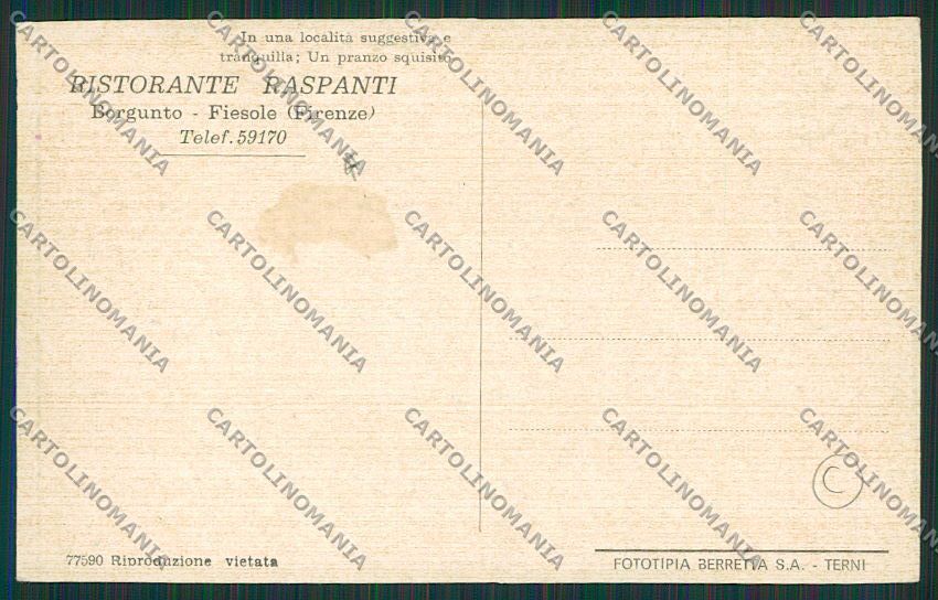 Firenze Fiesole Ristorante Pubblicitaria cartolina QQ2275 – retro