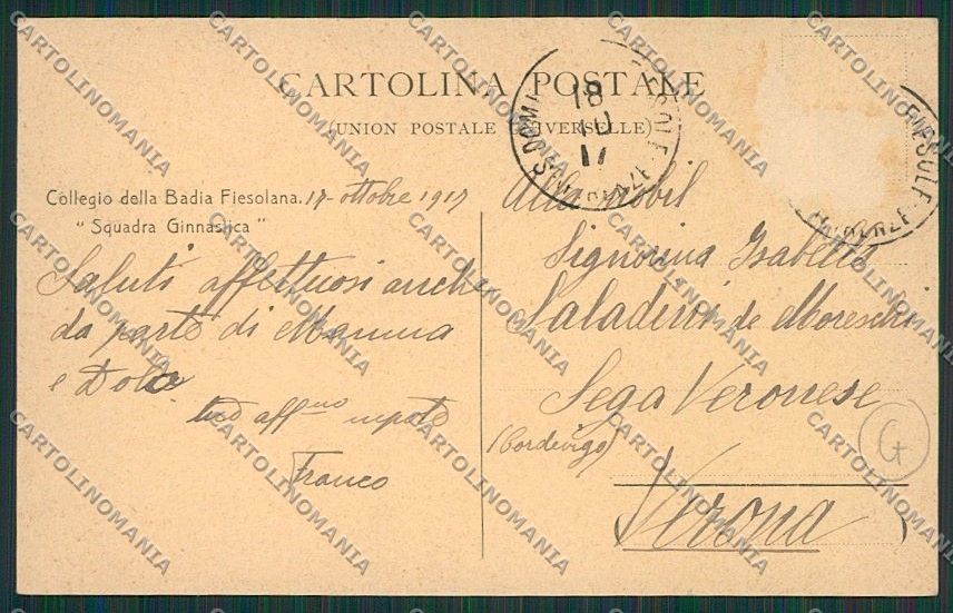 Firenze Fiesole Ginnastica cartolina QQ2293 – retro