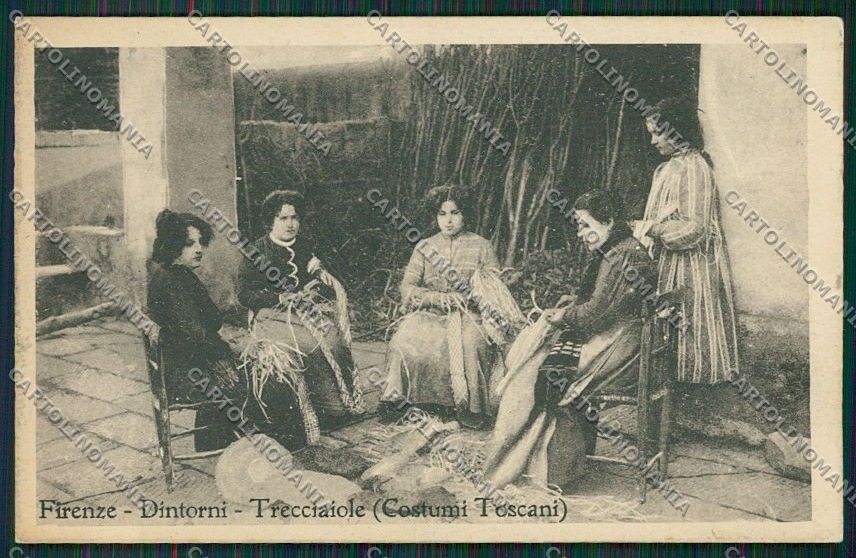 Firenze Fiesole Costumi Mestieri Trecciaiole cartolina QQ2308 – fronte