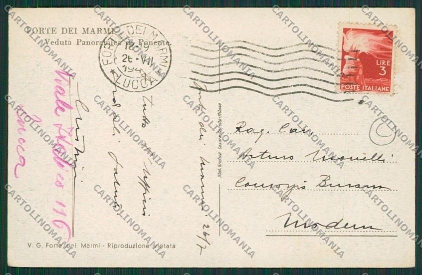 Lucca Forte dei Marmi PIEGHINA cartolina QQ2639 – retro