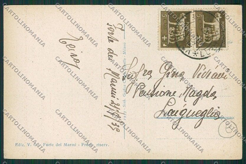 Lucca Forte dei Marmi PIEGHINA cartolina QQ2680 – retro