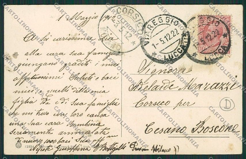Lucca Viareggio PIEGHINA cartolina QQ2781 – retro