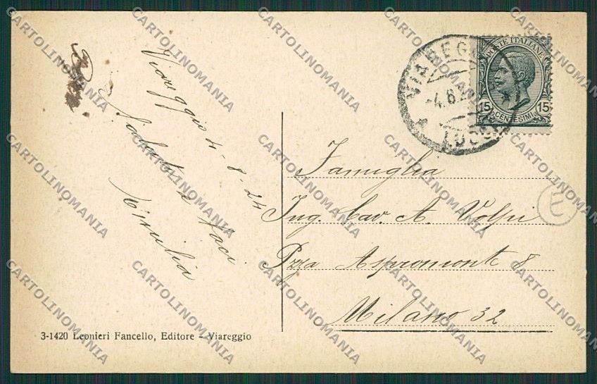 Lucca Viareggio cartolina QQ2821 – retro