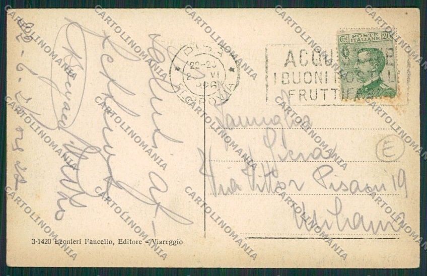 Lucca Viareggio cartolina QQ2828 – retro