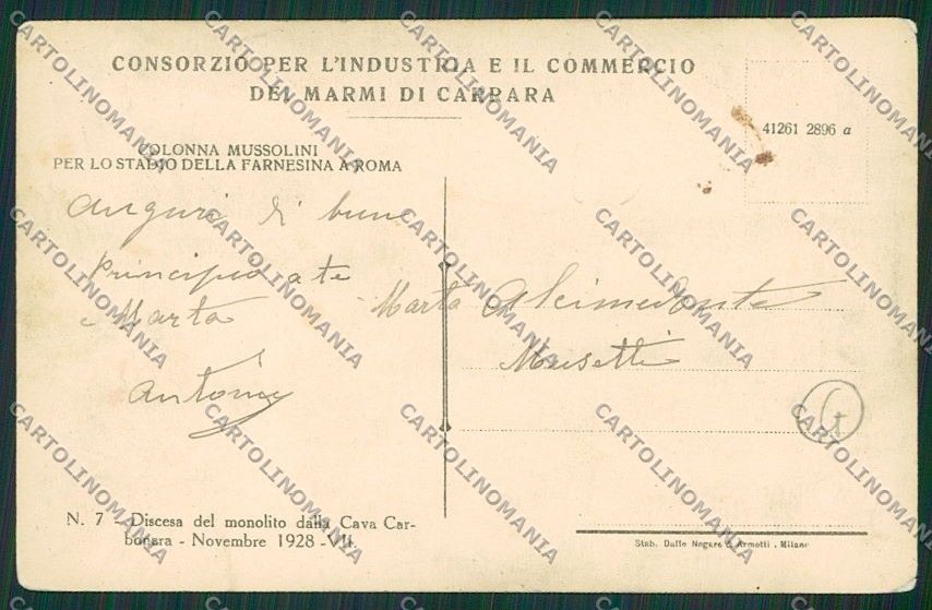 Massa Cave Marmo Fascismo cartolina QQ2992 – retro