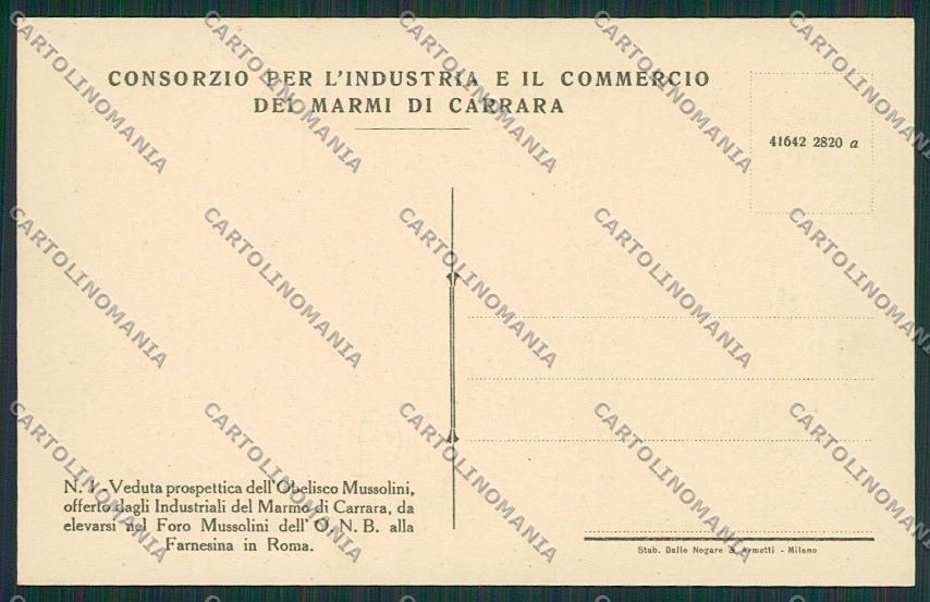 Massa Cave Marmo Obelisco Farnesina Fascismo Serie Completa cartolina QQ3024 – retro