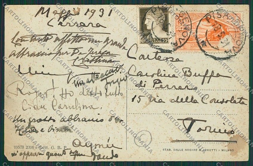 Massa Carrara PIEGA cartolina QQ3035 – retro