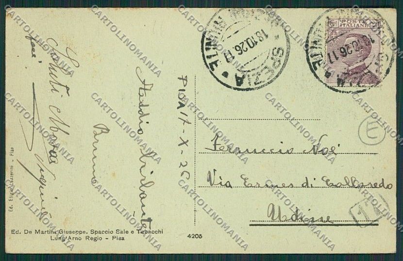 Pisa Città cartolina QQ3136 – retro