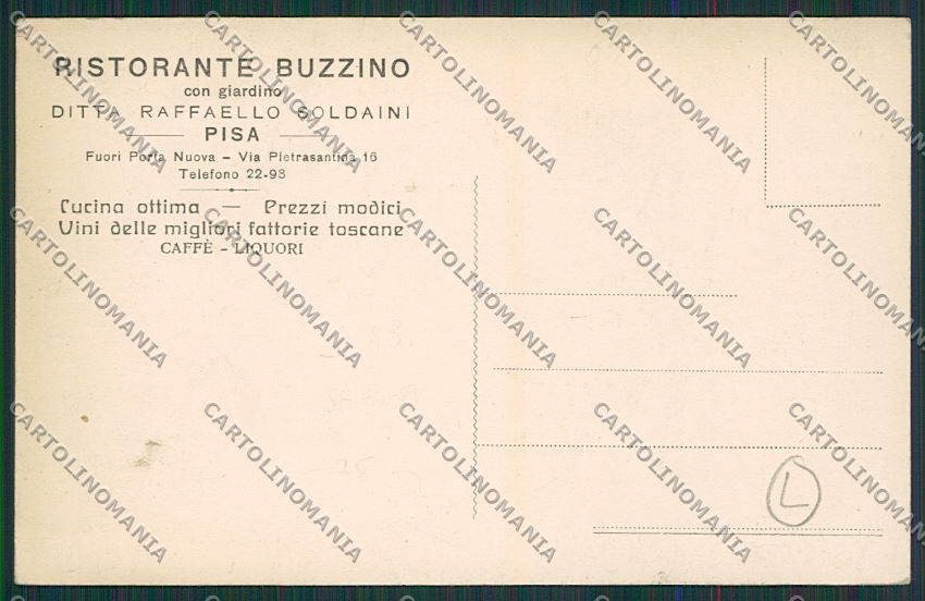 Pisa Città Pubblicitaria cartolina QQ3178 – retro