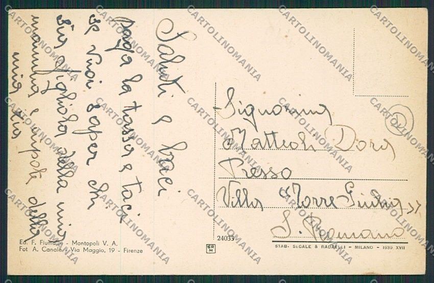 Pisa Montopoli Val d'Arno cartolina QQ3240 – retro