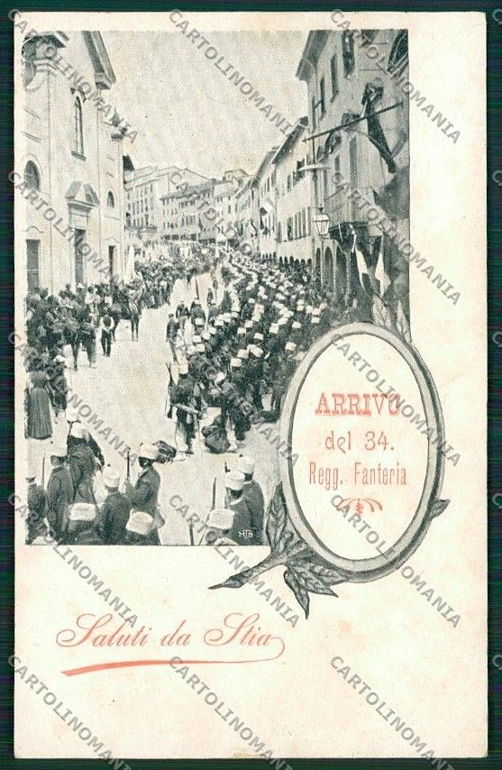 Arezzo Casentino Stia Militari Saluti da cartolina QQ3360 – fronte