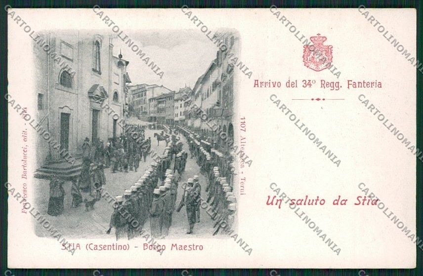 Arezzo Casentino Stia Militari Saluti da cartolina QQ3361 – fronte