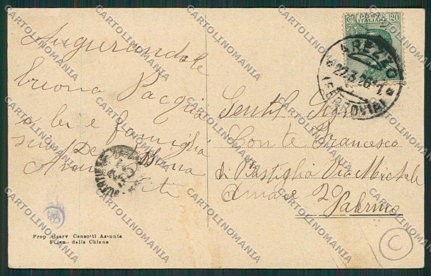 Arezzo Foiano della Chiana PIEGHINE cartolina QQ3390 – retro