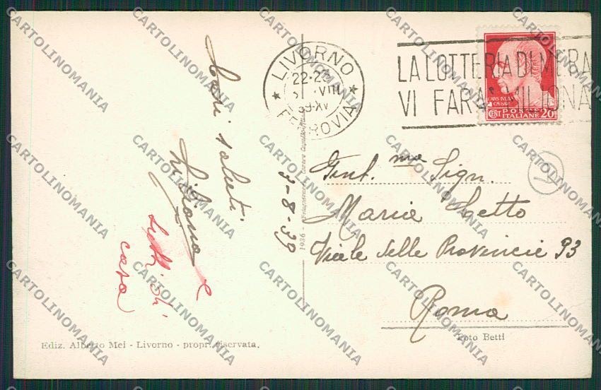 Livorno Città Filovia cartolina QQ3545 – retro