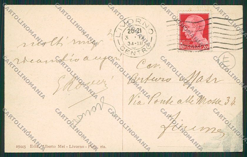 Livorno Città SCOLLATA cartolina QQ3561 – retro