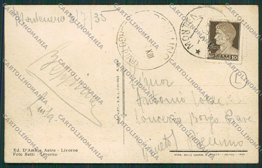 Livorno Città Motociclismo Circuito Montenero Romito cartolina QQ3635 – retro