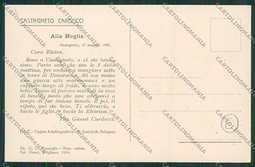 Livorno Castagneto Carducci cartolina QQ3821 – retro