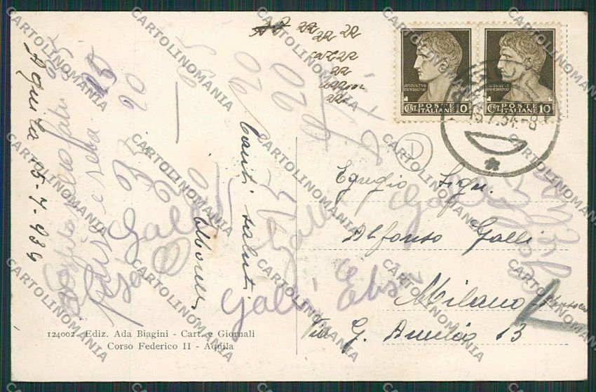 L'Aquila Città Poste cartolina QQ3839 – retro