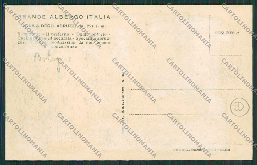 L'Aquila Città COLLA cartolina QQ3841 – retro