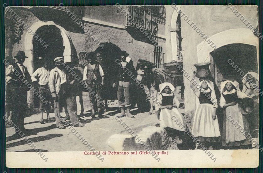 L'Aquila Pettorano sul Gizio Costumi PIEGATA cartolina QQ3845 – fronte