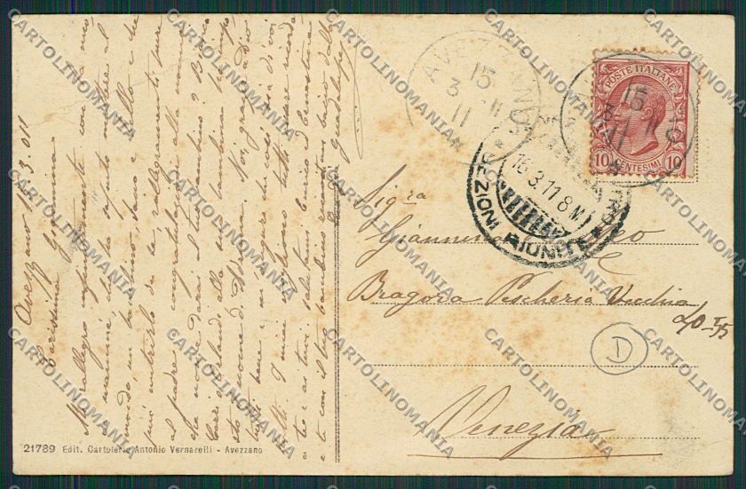 L'Aquila Avezzano PIEGA cartolina QQ3885 – retro