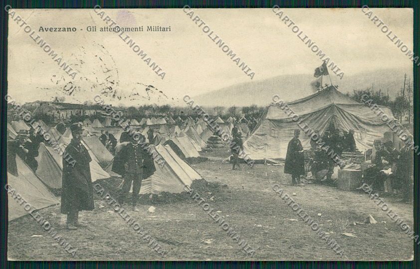 L'Aquila Avezzano Terremoto Militari PIEGHINA cartolina QQ3908 – fronte
