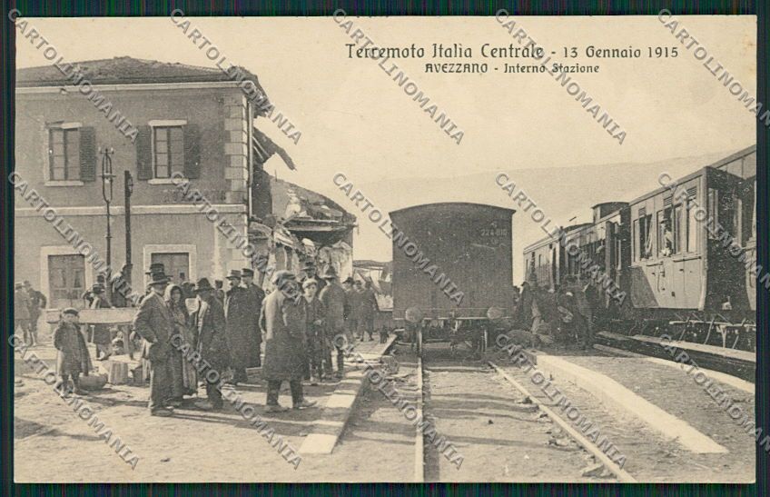 L'Aquila Avezzano Terremoto Stazione Treno cartolina QQ3923 – fronte