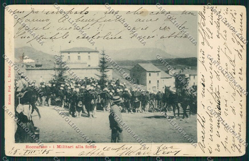 L'Aquila Roccaraso Militari PIEGHINE cartolina QQ3925 – fronte