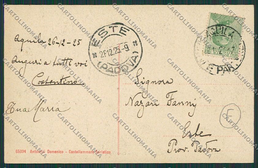 L'Aquila Scanno Costumi cartolina QQ3953 – retro