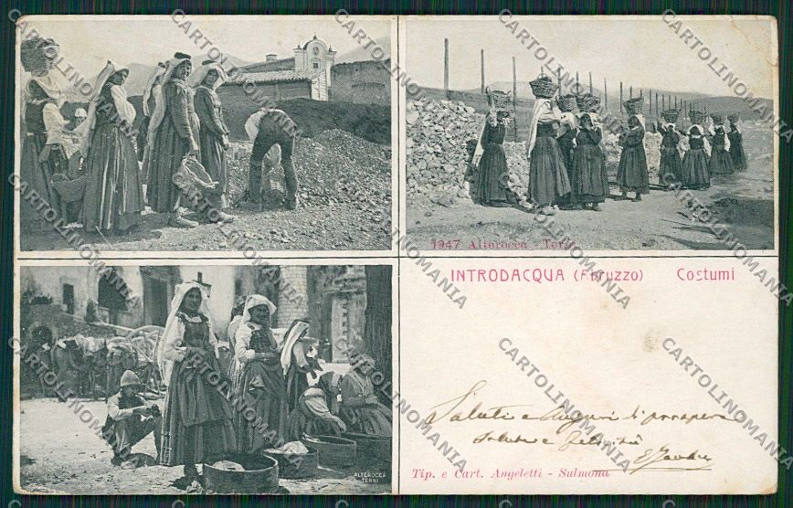 L'Aquila Costumi Introdacqua Alterocca 1947 cartolina QQ3972 – fronte