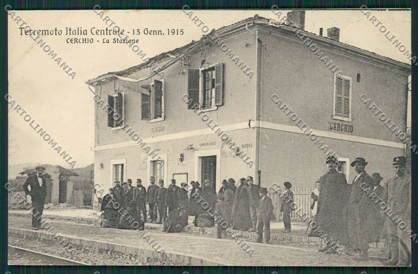 L'Aquila Cerchio Terremoto Stazione Militari cartolina QQ3981 – fronte