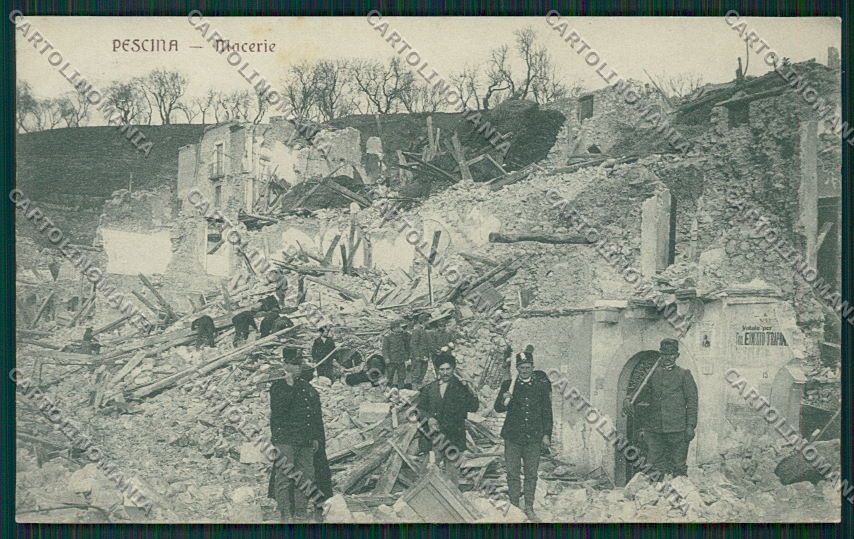 L'Aquila Pescina Terremoto Militari cartolina QQ3991 – fronte