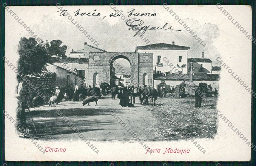 Teramo Città Porta Madonna Mercato Bestiame cartolina QQ4279 – fronte