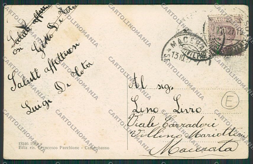 Campobasso Città Banca PIEGA cartolina QQ4381 – retro