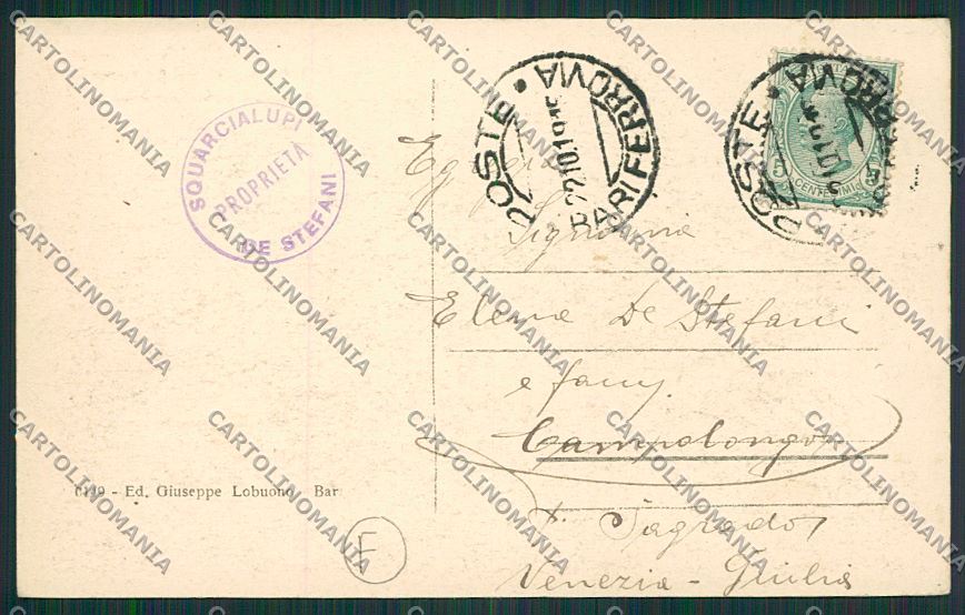 Bari Città Tram Poste cartolina QQ4526 – retro