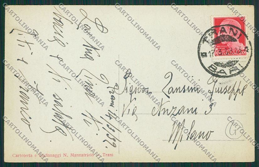 Bari Trani Stazione cartolina QQ4624 – retro