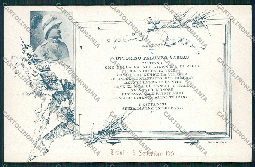Bari Trani Militari Adua Palumbo Vargas cartolina QQ4628 – fronte