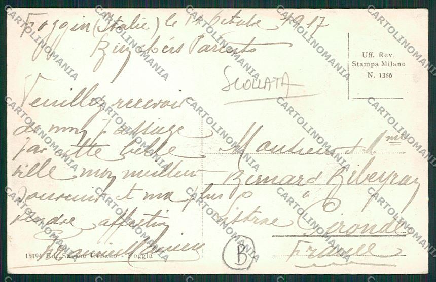 Foggia Città SCOLLATA cartolina QQ4731 – retro